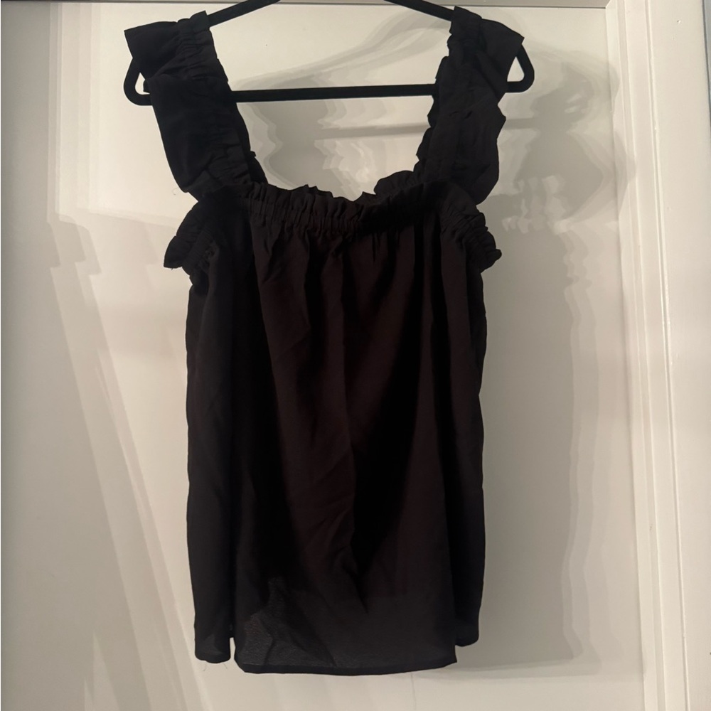 LuLaRoe Daisy Black Ruffle Tank Top